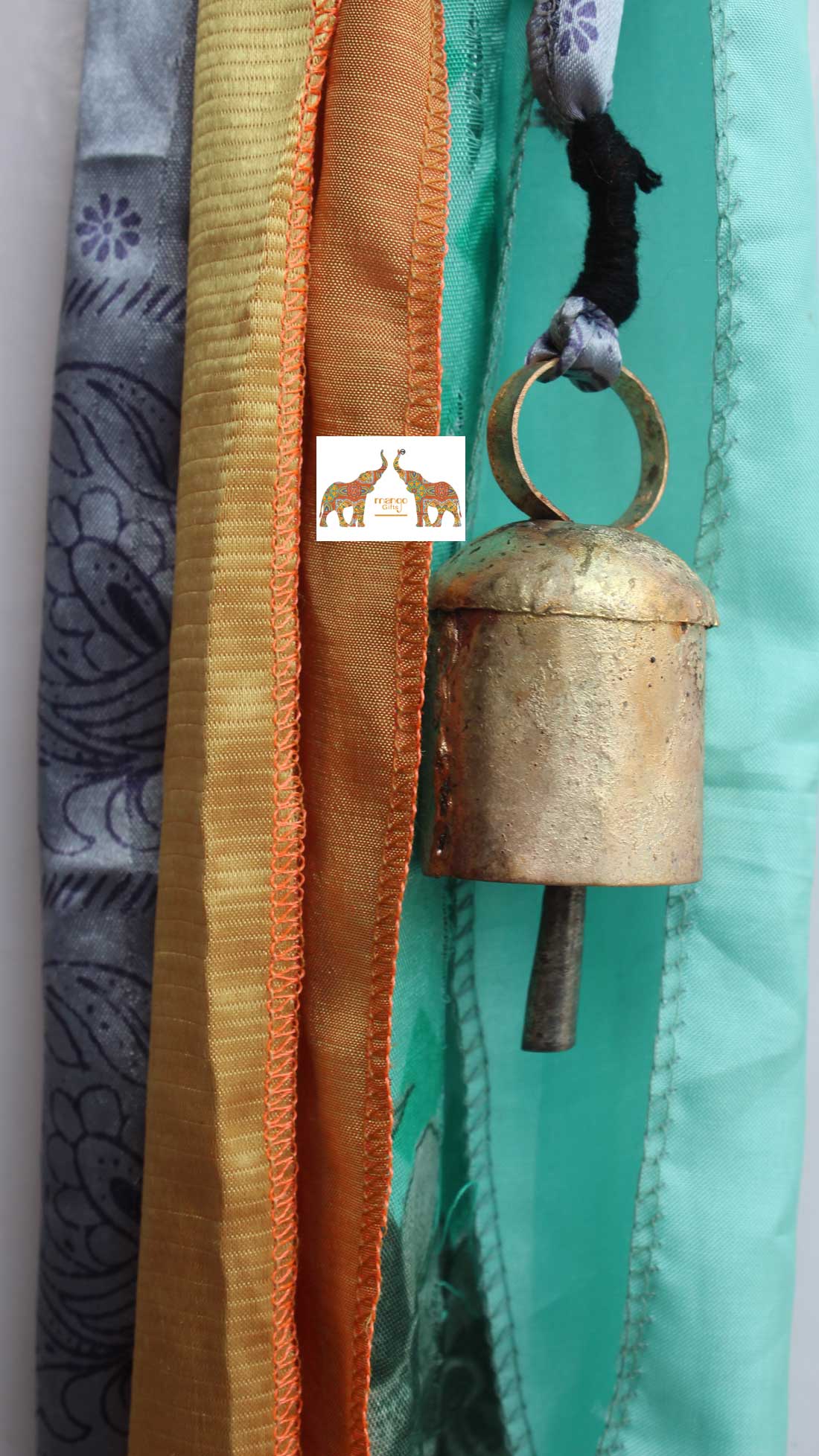 Door Hangings Bells on rope,Boho,Boho Decor,Boho Theme,Recycle Iron bells,Recycled Sari,Shabby Chic Vintage bells